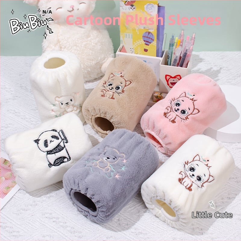 Корейски стил плюшени ръкавчета за ръцете, карикатурен принт и бродерия, антизамърсяващи, Jade Rabbit Velvet материя
