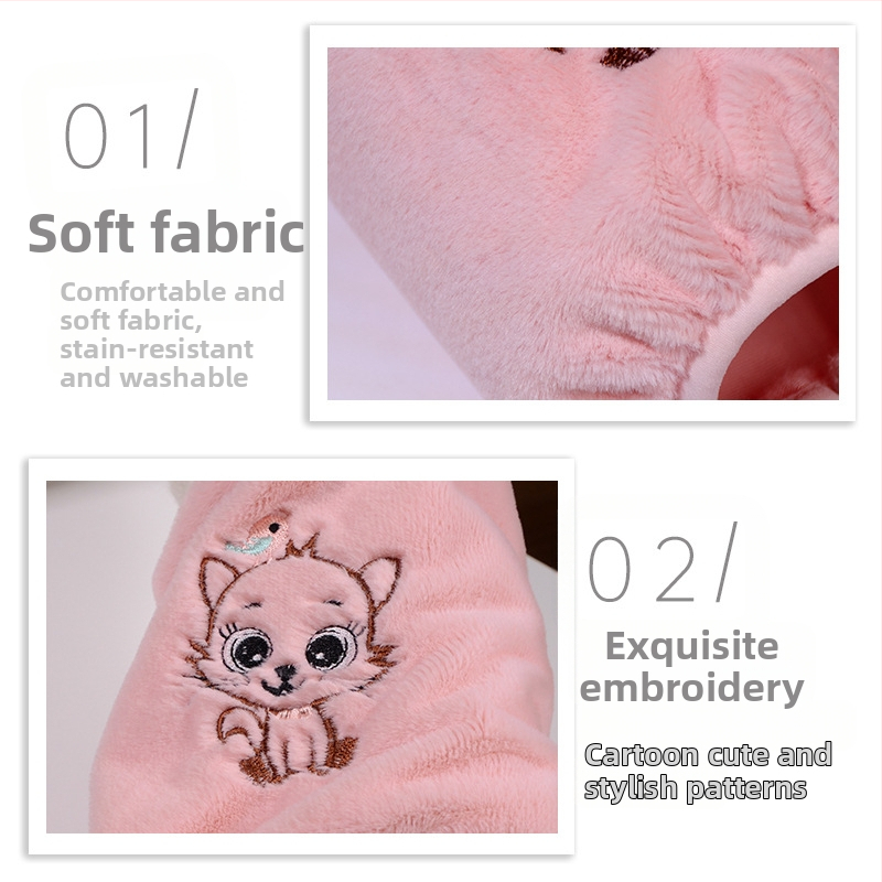 Корейски стил плюшени ръкавчета за ръцете, карикатурен принт и бродерия, антизамърсяващи, Jade Rabbit Velvet материя