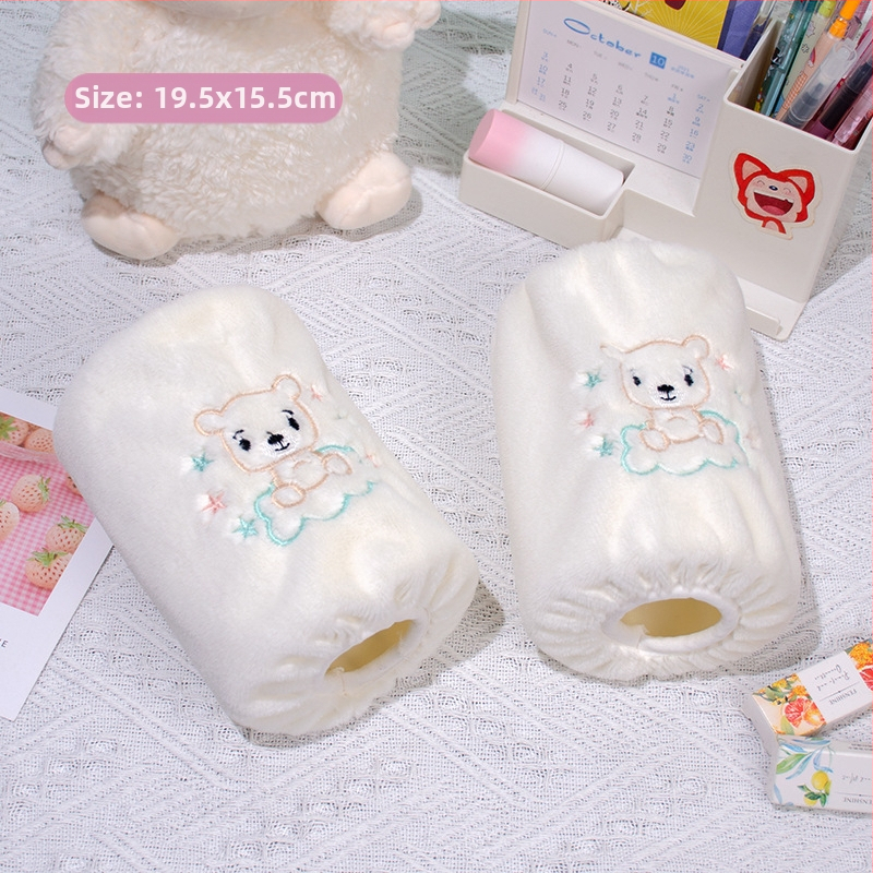 Korejas stila pūkainas roku sargi ar karikatūras rakstu un izšuvumu, anti netīrumiem, Jade Rabbit Velvet materiāls