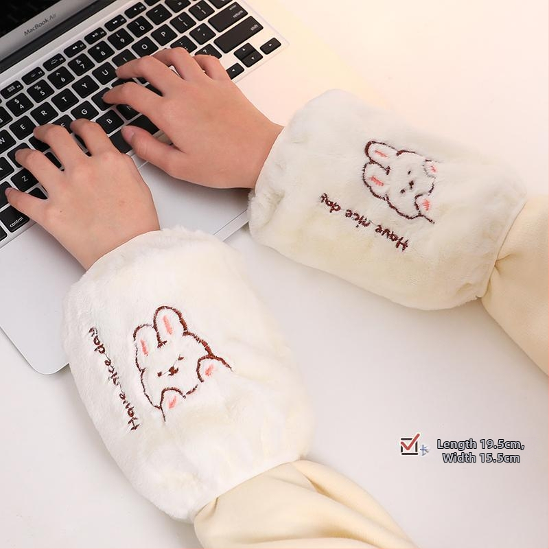 Korejas stila pūkainas roku sargi ar karikatūras rakstu un izšuvumu, anti netīrumiem, Jade Rabbit Velvet materiāls