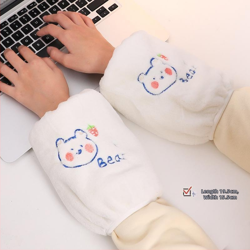 Korejas stila pūkainas roku sargi ar karikatūras rakstu un izšuvumu, anti netīrumiem, Jade Rabbit Velvet materiāls