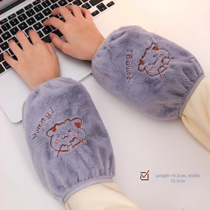 Korejas stila pūkainas roku sargi ar karikatūras rakstu un izšuvumu, anti netīrumiem, Jade Rabbit Velvet materiāls