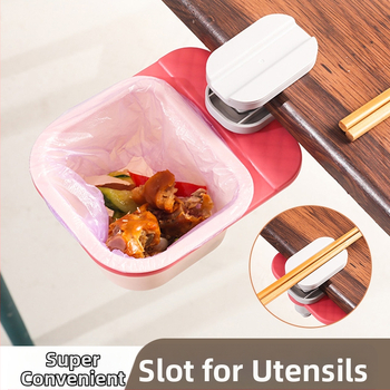 Πλαστικός ορθογώνιος κάδος γραφείου με στερέωση στον τοίχο, χωρίς καπάκι, με κλιπ, για υπολείμματα φαγητού, εμπορική χρήση