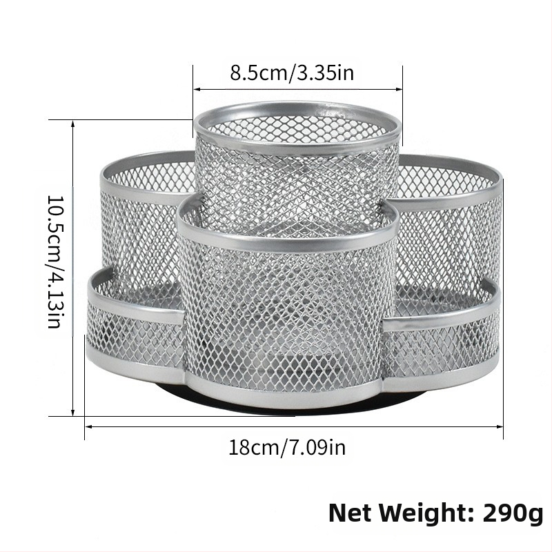 Metalni okretni držač olovaka, kružnog oblika, model 02, 360° rotacija, tisk loga dostupan