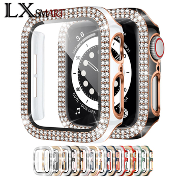 Θήκη Apple Watch Series 9 με λέιζερ χαρακτική και διπλή σειρά διαμαντιών, υλικό PC, ενσωματωμένος περίβλημα και προστατευτικό φιλμ