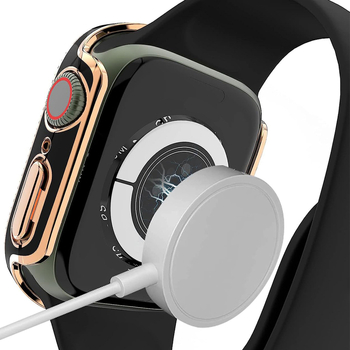 Θήκη Apple Watch Series 9 με λέιζερ χαρακτική και διπλή σειρά διαμαντιών, υλικό PC, ενσωματωμένος περίβλημα και προστατευτικό φιλμ