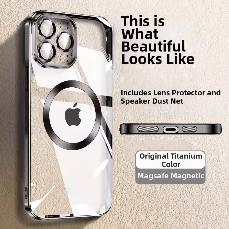 Skaidrus TPU galinis dėklas iPhone 16 Pro Max su MagSafe — belaidis įkrovimas, atsparus kritimui, pritaikomas