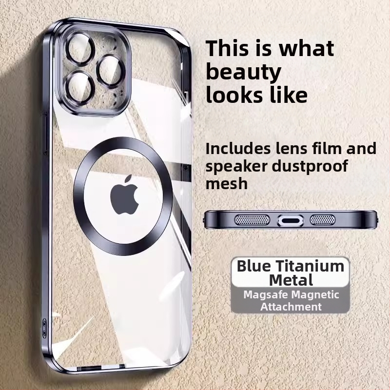 Skaidrus TPU galinis dėklas iPhone 16 Pro Max su MagSafe — belaidis įkrovimas, atsparus kritimui, pritaikomas