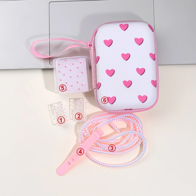 Комплект защитни обвивки за iPhone 14 кабел и Apple 20W зарядно: TPU + EVA, модел YJX-017, 6-частен комплект за навиване, включва торбичка за съхранение, 20W глава, капак за кабел, 1,5 m навиван кабел, лента за съхранение