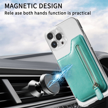 Πολυλειτουργική θήκη καρτών από PU δέρμα με μαγνητική βάση αυτοκινήτου, θήκη για κέρματα και επεκτάσιμες θήκες καρτών