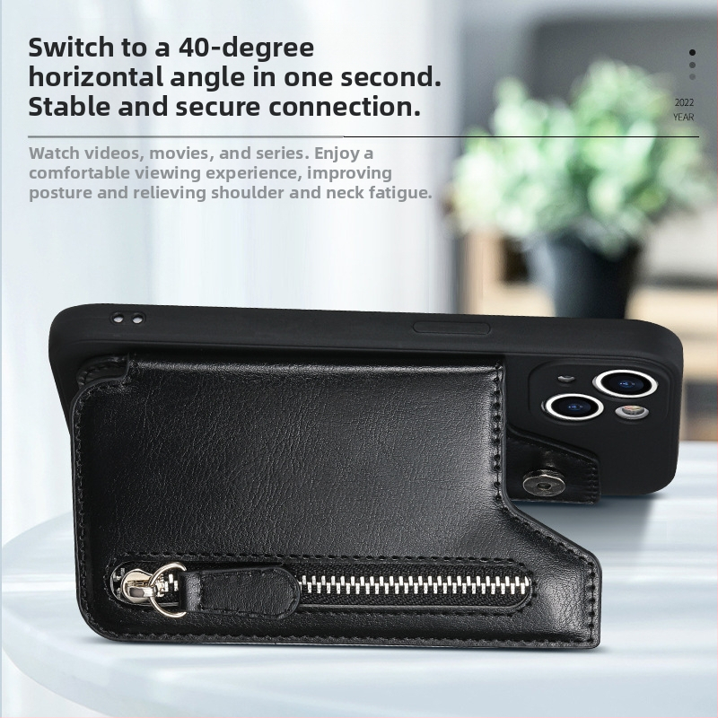 PU кожа мултифункционален калъф за карти с магнитно закрепване за кола и отделение за монети