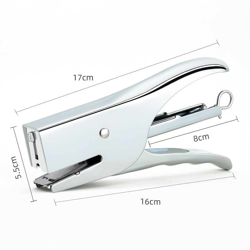 Rankinis stapleris gėlių įpakavimui, metalinis korpusas, sidabro spalvos apdaila, įtraukti No. 24 spaustukai ir universaliniai spaustukai, tolerancija 1–2 cm