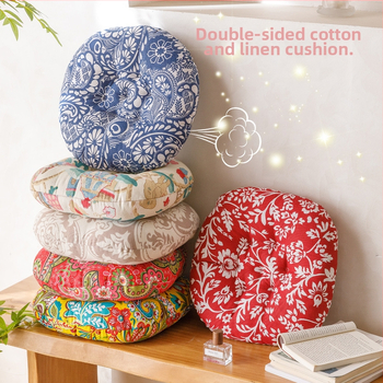 Кръгла възглавница за дома, неокласически стил, флорална шарка, пълнеж EPE