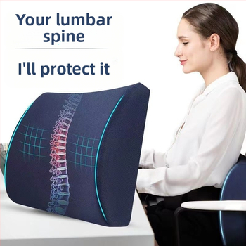 Лумбална опора възглавница - пълнеж паметна пяна, калъф полиестер, дишаща мрежеста повърхност, за офис и кола, прост модерен стил