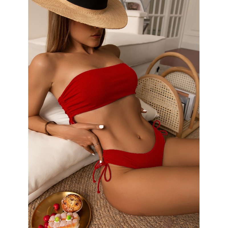 Női csőtopos bikini váll nélküli, melltartó párnázott, 80% nylon / 20% spandex, 200 g, ujjak nélkül, alsó: briefs