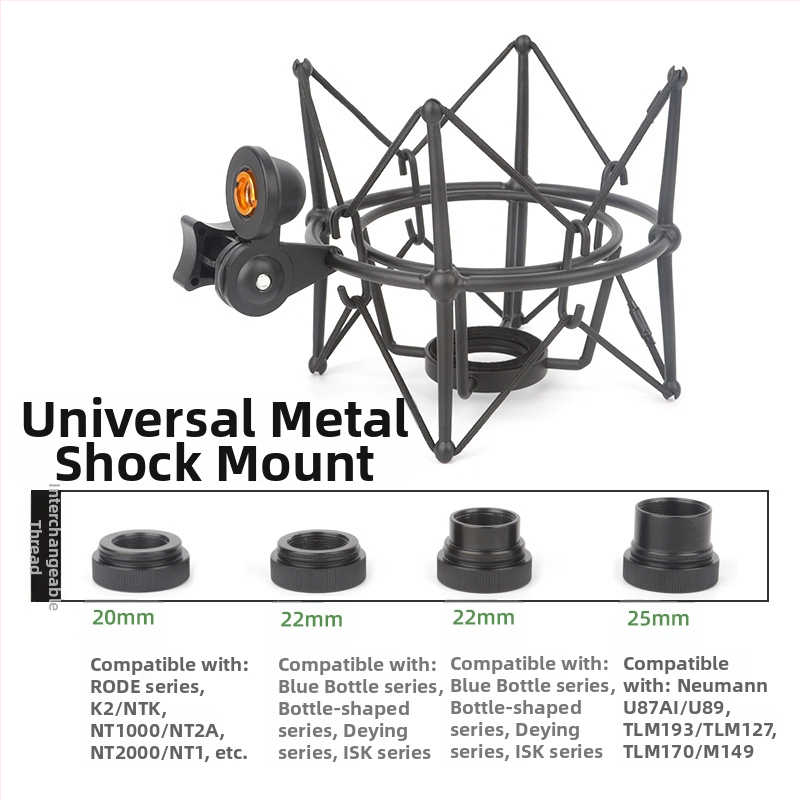XZM ZX-108 Kovový držiak šoku pre kondenzátorové mikrofóny s vonkajším závitom