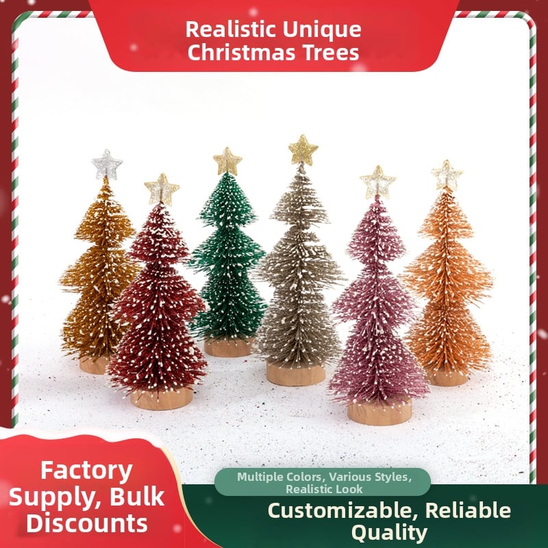 Ousheng stalinis Kalėdų medis su pušies adatomis dekorui ant stalo