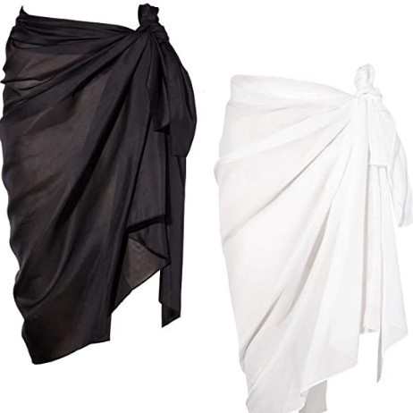 Set din chiffon pentru protecție solară la plajă – două piese: fustă și bluză, purtare în mai multe moduri, 100% poliester, 130 g/m²