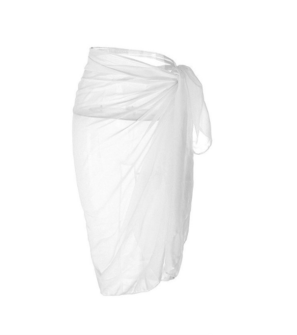 Set din chiffon pentru protecție solară la plajă – două piese: fustă și bluză, purtare în mai multe moduri, 100% poliester, 130 g/m²