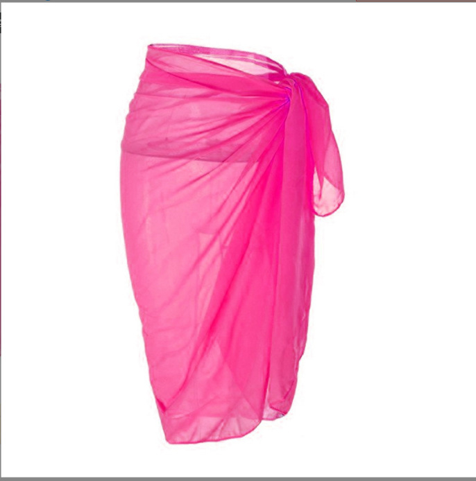 Set din chiffon pentru protecție solară la plajă – două piese: fustă și bluză, purtare în mai multe moduri, 100% poliester, 130 g/m²