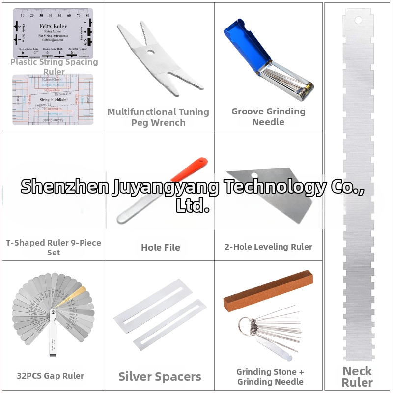 Πλαστικός μετρητής ρύθμισης κιθάρας: χάρακας για τον λαιμό, μετρητής ύψους χορδών, τρίγωνος χάρακας