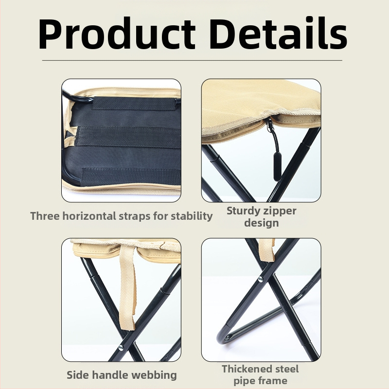 Сгъваем стол – въглеродна стомана, размери 28×23×26 см, марка Foreign man, преносим за къмпинг и риболов.