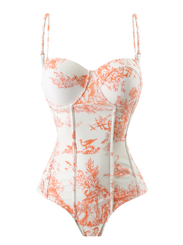 Moterų viengabunis maudymosi kostiumėlis, greitai džiūstantis, aptemptas kirpimas, spaudinimas, poliesterio audinys su spandekso pamušalu