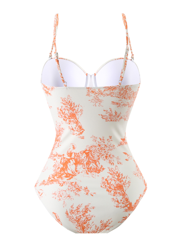 Moterų viengabunis maudymosi kostiumėlis, greitai džiūstantis, aptemptas kirpimas, spaudinimas, poliesterio audinys su spandekso pamušalu