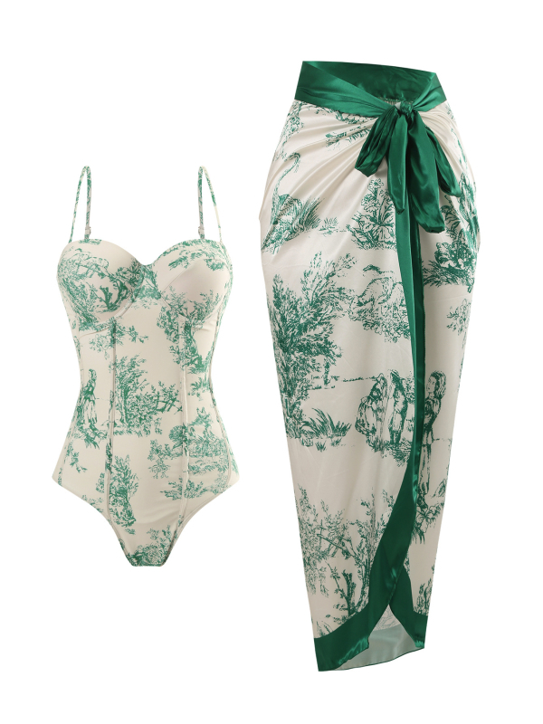 Moterų viengabunis maudymosi kostiumėlis, greitai džiūstantis, aptemptas kirpimas, spaudinimas, poliesterio audinys su spandekso pamušalu