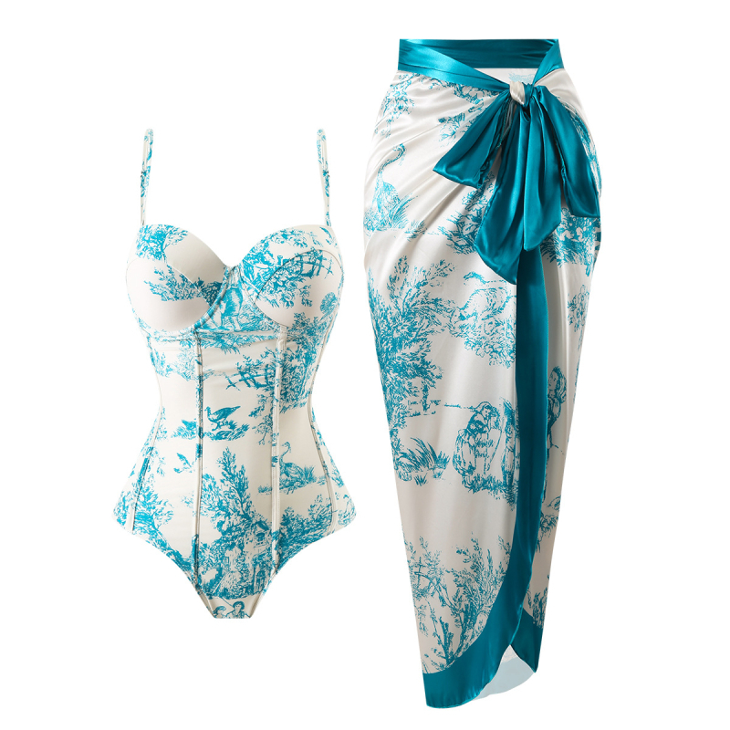 Moterų viengabunis maudymosi kostiumėlis, greitai džiūstantis, aptemptas kirpimas, spaudinimas, poliesterio audinys su spandekso pamušalu