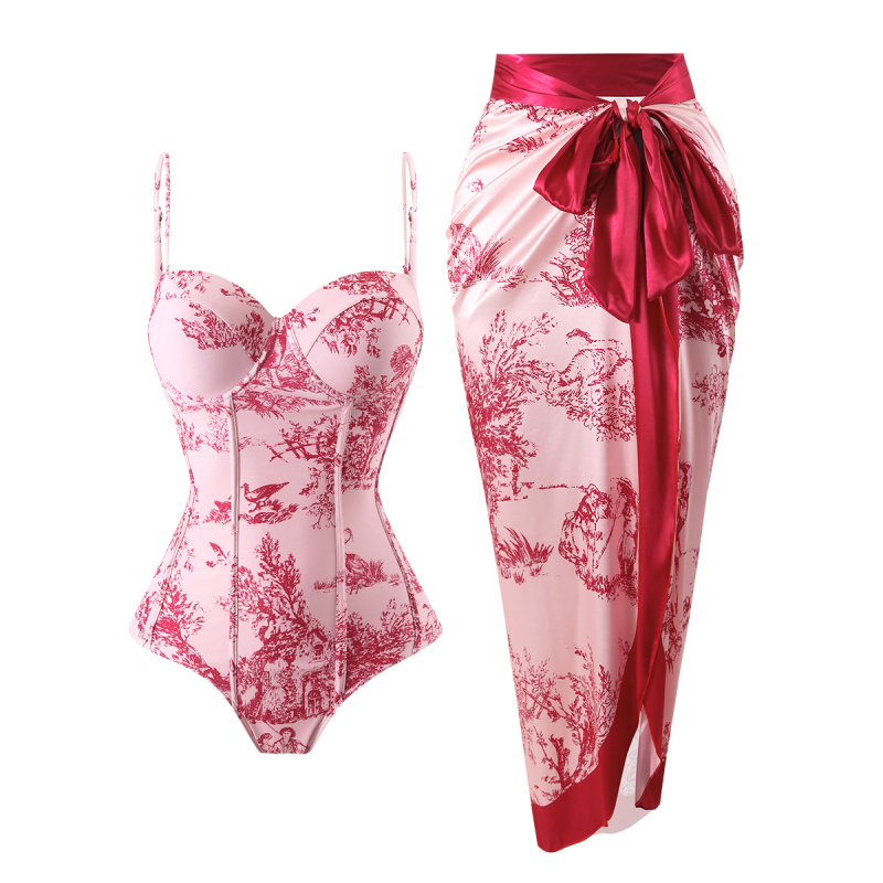 Moterų viengabunis maudymosi kostiumėlis, greitai džiūstantis, aptemptas kirpimas, spaudinimas, poliesterio audinys su spandekso pamušalu