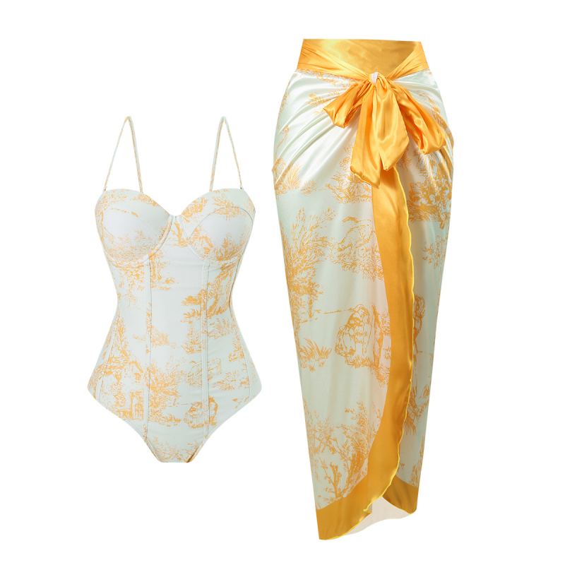 Moterų viengabunis maudymosi kostiumėlis, greitai džiūstantis, aptemptas kirpimas, spaudinimas, poliesterio audinys su spandekso pamušalu