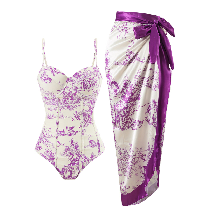 Moterų viengabunis maudymosi kostiumėlis, greitai džiūstantis, aptemptas kirpimas, spaudinimas, poliesterio audinys su spandekso pamušalu