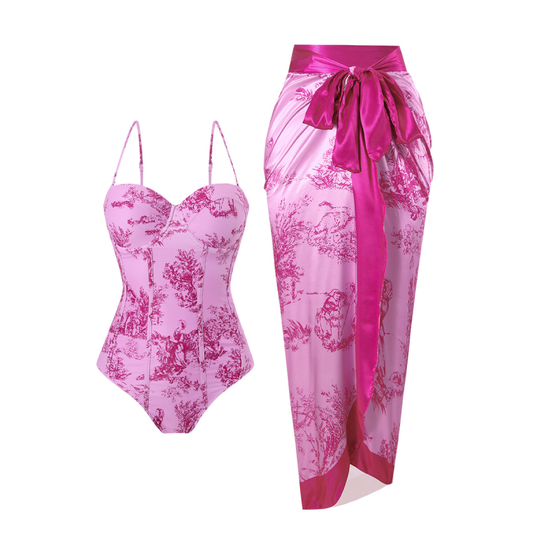 Moterų viengabunis maudymosi kostiumėlis, greitai džiūstantis, aptemptas kirpimas, spaudinimas, poliesterio audinys su spandekso pamušalu
