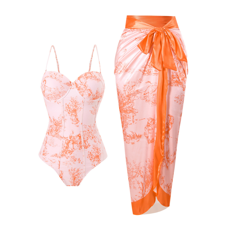 Moterų viengabunis maudymosi kostiumėlis, greitai džiūstantis, aptemptas kirpimas, spaudinimas, poliesterio audinys su spandekso pamušalu