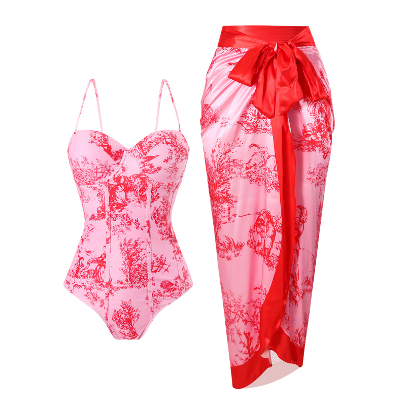 Moterų viengabunis maudymosi kostiumėlis, greitai džiūstantis, aptemptas kirpimas, spaudinimas, poliesterio audinys su spandekso pamušalu