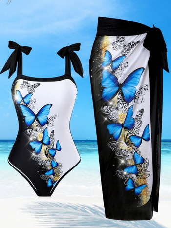 Ολόσωμο γυναικείο μαγιό με εκτύπωση, ύφασμα από πολυεστερική ανάμιξη (82%), με επένδυση στήθους, χωρίς μεταλλικές υποστηρίξεις, χωρίς μανίκια