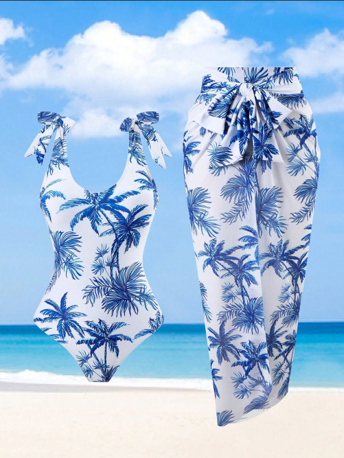 Moterų viengubo maudymosi kostiumėlis su spauda, poliesterio mišinio audinys (82% poliesterio), su krūtų pagalvėlėmis, be plieno strypų, be rankovių