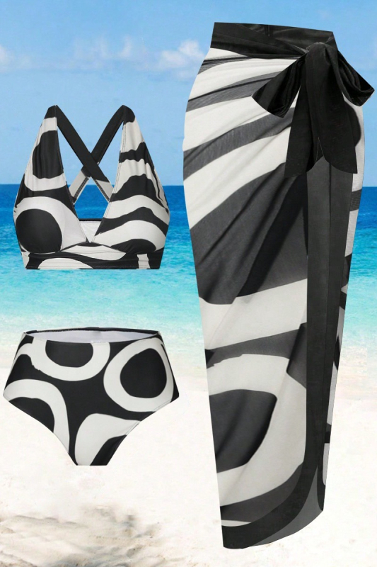 Moterų viengubo maudymosi kostiumėlis su spauda, poliesterio mišinio audinys (82% poliesterio), su krūtų pagalvėlėmis, be plieno strypų, be rankovių