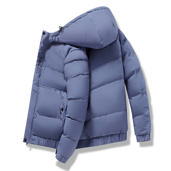 Ανδρικό μπουφάν με κουκούλα, βαμβακοπληρωμένο, παχιά μόνωση, φερμουάρ, πολυεστερική ύλη
