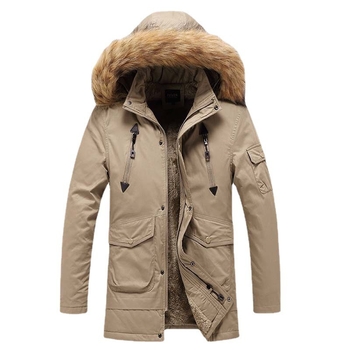 Μπουφάν βαμβακερό με γέμισμα, φερμουάρ, κουκούλα, σταθερός γιακάς, πλαϊνές τσέπες με ραφές