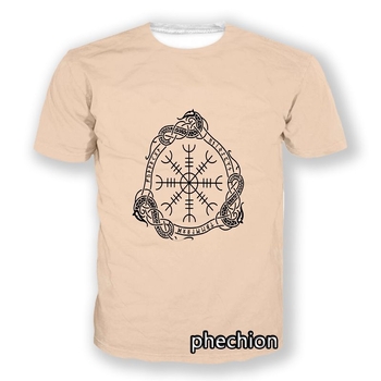 Unisex T-shirt με σύμβολο Όντιν - 3D ψηφιακή εκτύπωση, πολυεστερικό ύφασμα, λαιμόκοψη τύπου crewneck, κοντές μανίκες, χαλαρή γραμμή