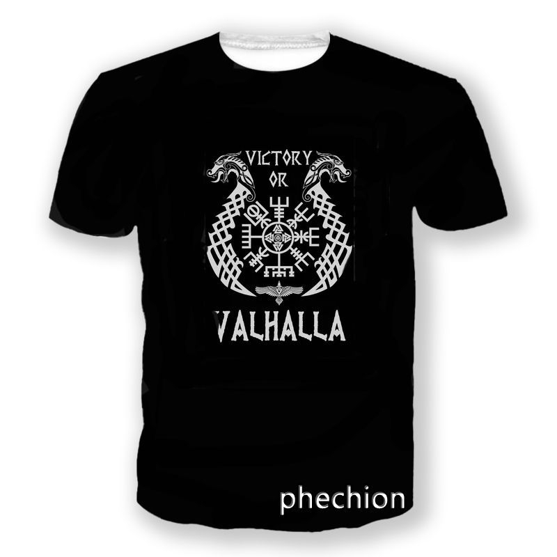Unisex majica s Odinovim simbolom - 3D digitalna tiskovina, poliester tkanina, okrugli vrat, kratki rukavi, slobodan kroj