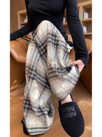 Кежуал панталони с прав силует, висока талия, вълнена материя с памук и еластан, зима 2024