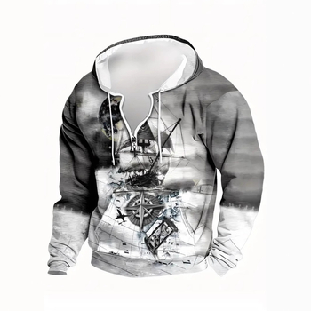 Φούτερ με χαλαρή εφαρμογή, στρογγυλός λαιμός, μακριά μανίκια, γεωμετρικό σχέδιο με ψηφιακή εκτύπωση, πολυεστερικό μείγμα