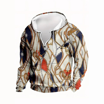 Φούτερ με χαλαρή εφαρμογή, στρογγυλός λαιμός, μακριά μανίκια, γεωμετρικό σχέδιο με ψηφιακή εκτύπωση, πολυεστερικό μείγμα