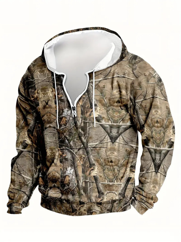 Φούτερ με χαλαρή εφαρμογή, στρογγυλός λαιμός, μακριά μανίκια, γεωμετρικό σχέδιο με ψηφιακή εκτύπωση, πολυεστερικό μείγμα