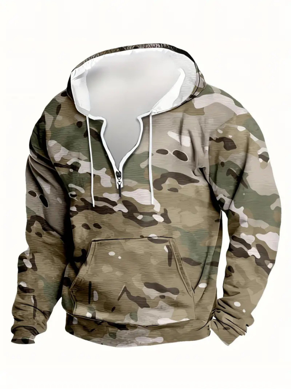 Φούτερ με χαλαρή εφαρμογή, στρογγυλός λαιμός, μακριά μανίκια, γεωμετρικό σχέδιο με ψηφιακή εκτύπωση, πολυεστερικό μείγμα