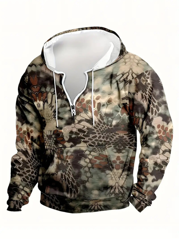 Φούτερ με χαλαρή εφαρμογή, στρογγυλός λαιμός, μακριά μανίκια, γεωμετρικό σχέδιο με ψηφιακή εκτύπωση, πολυεστερικό μείγμα