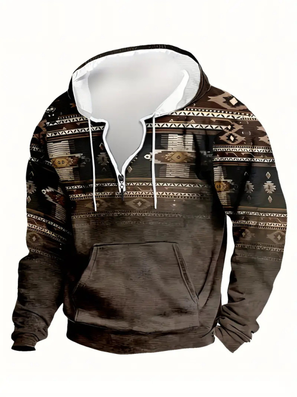 Φούτερ με χαλαρή εφαρμογή, στρογγυλός λαιμός, μακριά μανίκια, γεωμετρικό σχέδιο με ψηφιακή εκτύπωση, πολυεστερικό μείγμα